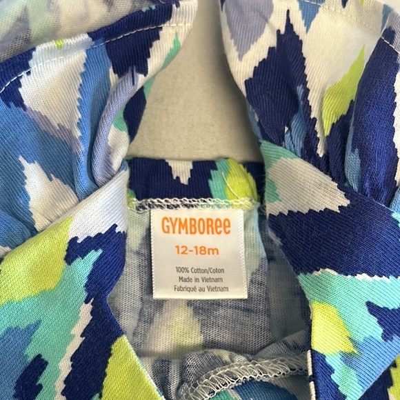 Gymboree Blue and Green Chevron Blouse dress with Ruffled Sleeves - Picture 2 of 3